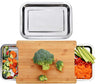 Bamboo Cutting Board with 2 Stainless Steel Trays for Meal Prep