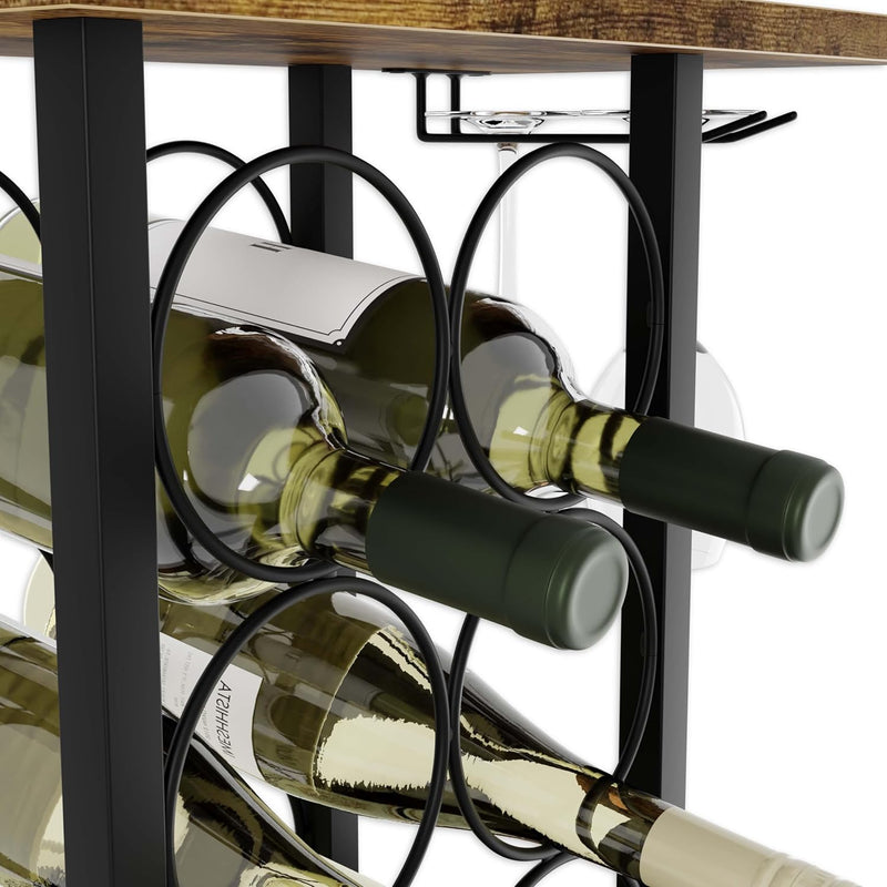 Countertop Wine Rack with Glass Holder for 6 Bottles, Black - additional product view