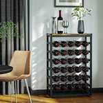 Freestanding 30 Bottle Wine Rack - 6 Tier Metal Shelf with Wood Countertop, Black - alternate angle
