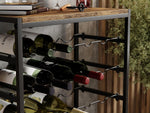 Freestanding 30 Bottle Wine Rack - 6 Tier Metal Shelf with Wood Countertop, Black - detail view