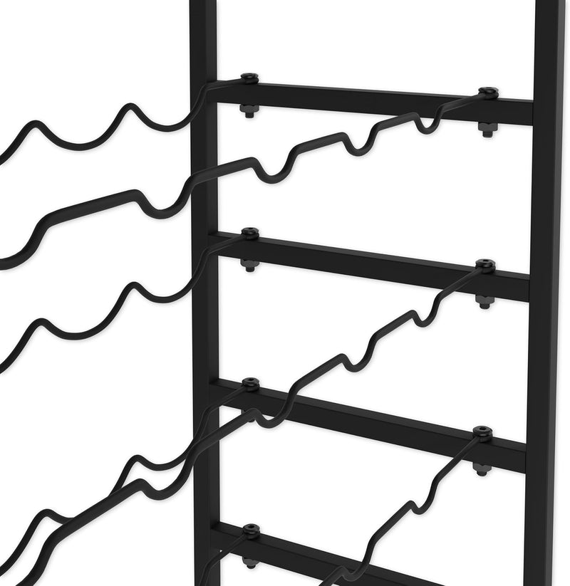 Freestanding 30 Bottle Wine Rack - 6 Tier Metal Shelf with Wood Countertop