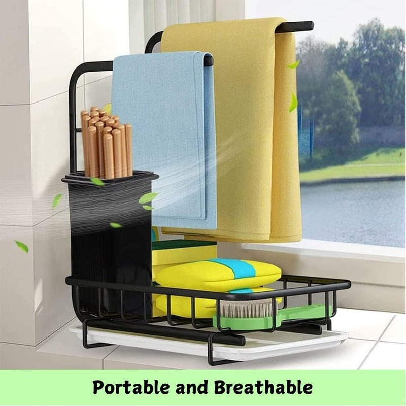 Kitchen Sink Caddy Sponge Holder with Drain Tray