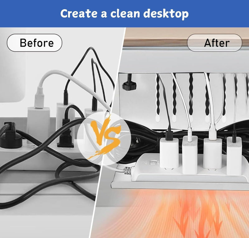 Under Desk Side Laptop Holder Storage with No Drill Cable Management Tray and Pen Storage for Office, White - additional product view