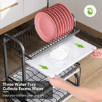 3 Tier Dish Drying Rack with Utensil Holder and Cutting Board, Black - size and scale view