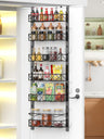 6 Tier Over Door Pantry Organiser with Adjustable Baskets Black