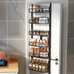 6 Tier Over Door Pantry Organiser with Adjustable Baskets Black - alternate angle