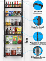 6 Tier Over Door Pantry Organiser with Adjustable Baskets Black - detail view