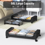 XXL Under Bed Storage Container with Wheels and Lid 50L, Black - alternate angle