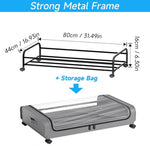 XXL Under Bed Storage Container with Wheels and Lid 50L, Grey - detail view
