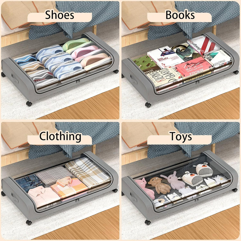 XXL Under Bed Storage Container with Wheels and Lid 50L