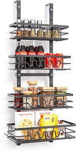4 Tier Over Door Pantry Organiser Adjustable Baskets Black - main product image