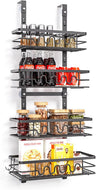 4 Tier Over Door Pantry Organiser Adjustable Baskets Black