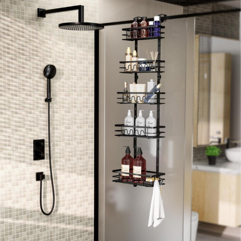 4 Tier Over Door Pantry Organiser Adjustable Baskets Black - additional product view
