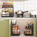 2 Pack Under Sink Organiser with Adjustable Height - Black - alternate angle