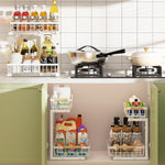 2 Pack Under Sink Organiser with Adjustable Height - White - alternate angle