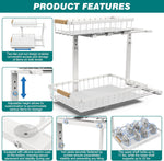 2 Pack Under Sink Organiser with Adjustable Height - White - detail view