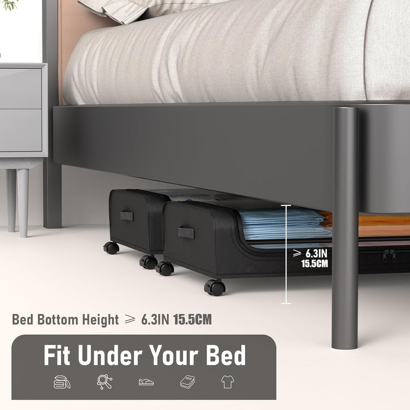2-Pack XXL Under Bed Storage Container with Wheels and Lid 50L