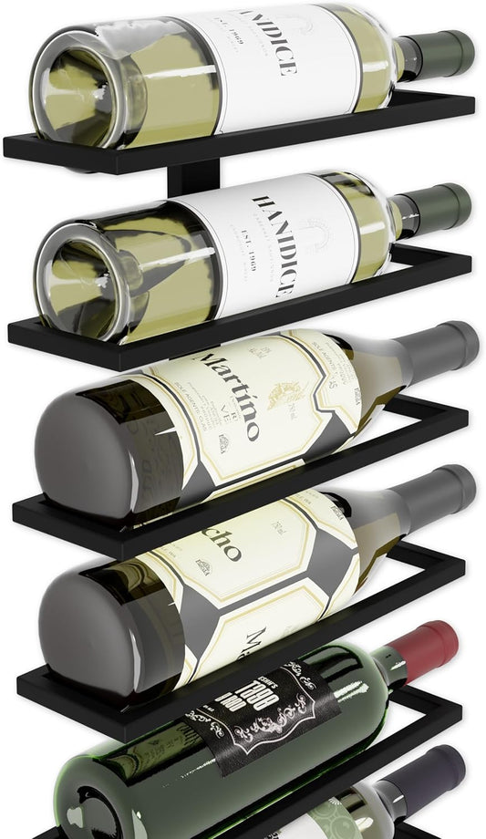 2 Pack Wall Mounted Wine Rack - Holds 10 Bottles - Stainless Steel, Black - alternate angle