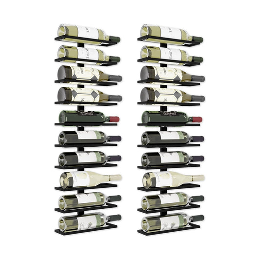 2 Pack Wall Mounted Wine Rack - Holds 10 Bottles - Stainless Steel, Black - main product image