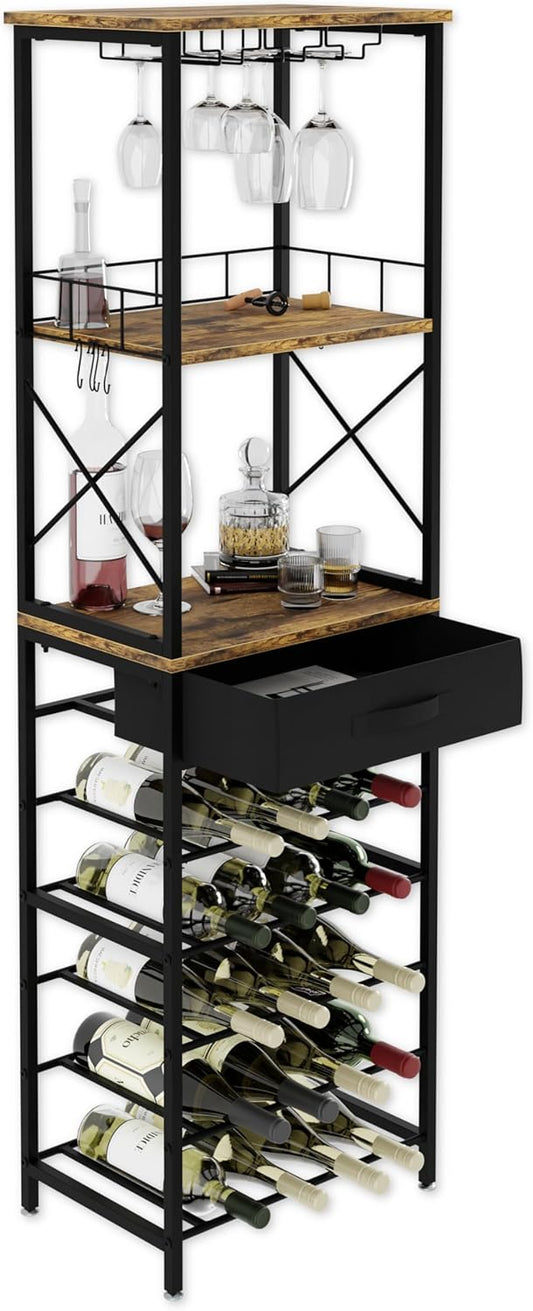 Freestanding Wine Rack for 20 Bottles with Wood Countertop, Brown - main product image