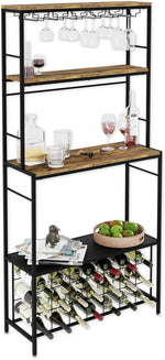 Wine Rack for 20 Bottles with Wood Countertop, Brown - main product image