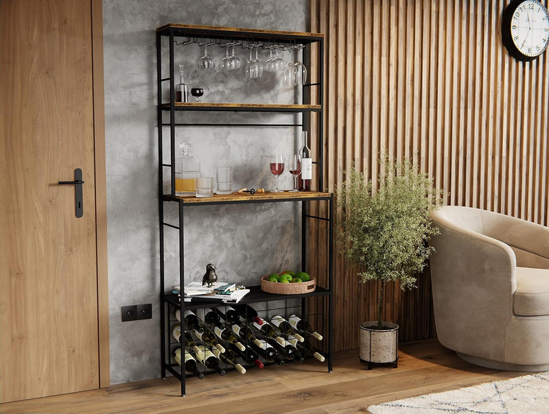 Wine Rack for 20 Bottles with Wood Countertop, Brown - detail view