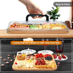 Bamboo Charcuterie Board with Lid and Handle for Entertaining, Natural - alternate angle