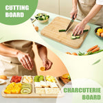 Bamboo Charcuterie Board with Lid and Handle for Entertaining, Natural - detail view