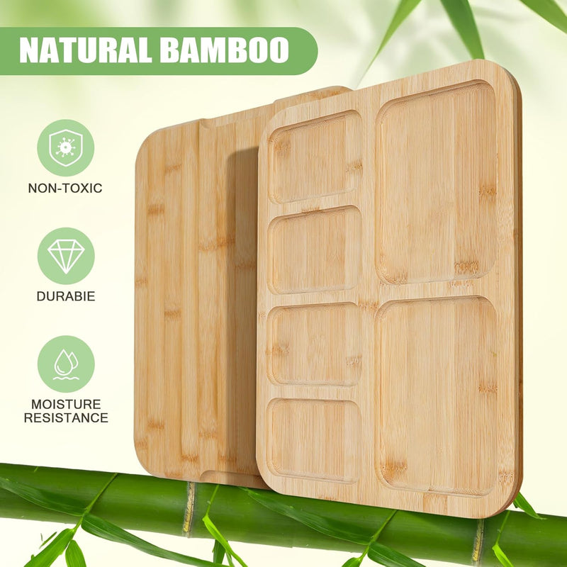 Bamboo Charcuterie Board with Lid and Handle for Entertaining, Natural - size and scale view