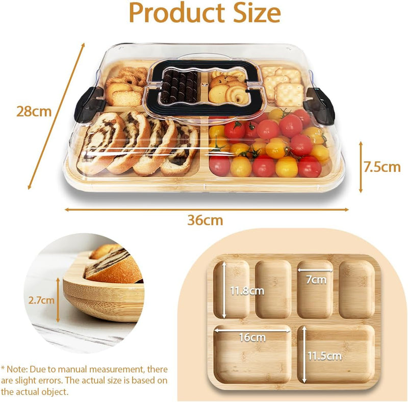 Bamboo Charcuterie Board with Lid and Handle for Entertaining
