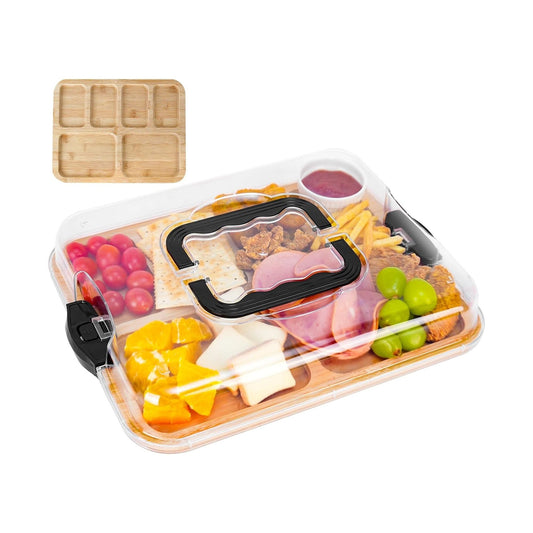 Bamboo Charcuterie Board with Lid and Handle for Entertaining, Natural - main product image