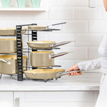 Adjustable 8-Tier Pan Rack Pot Organiser for Kitchen, Black - alternate angle