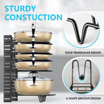 Adjustable 8-Tier Pan Rack Pot Organiser for Kitchen, Black - size and scale view