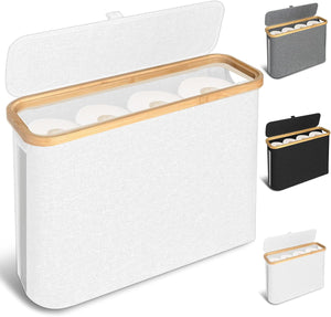 Toilet Paper Storage Basket Holds 12 Rolls with Bamboo Lid