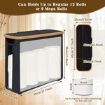 Toilet Paper Storage Basket Holds 12 Rolls with Bamboo Lid, Black - detail view