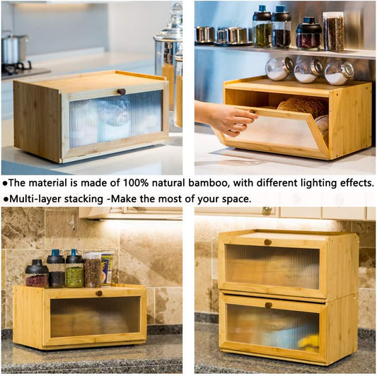 Bamboo Bread Box for Kitchen Countertop Storage, Natural - alternate angle