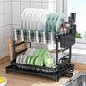 2 Tier Dish Drying Rack with Drainage Tray and Accessories Holder