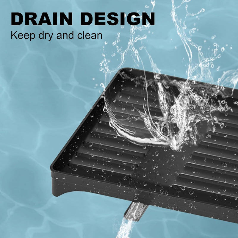 2 Tier Dish Drying Rack with Drainage Tray and Accessories Holder