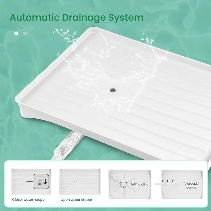 2 Tier Dish Drying Rack with Drainage Tray and Accessories Holder, White - size and scale view