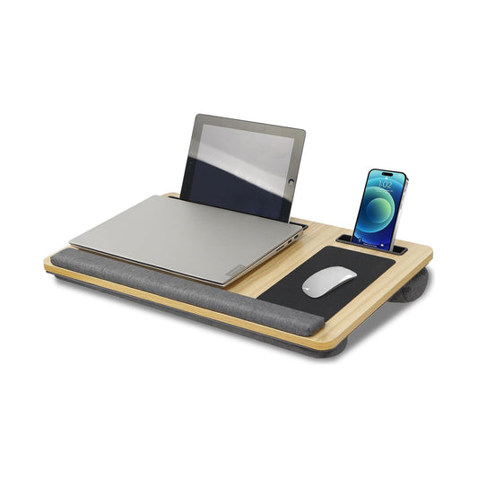 Portable Oversized Lap Desk with Cushion and Phone Holder for 17 Inch Laptops, Beige - main product image