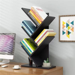 5-Tier Tree Bookshelf Storage Rack for Home Office or Bedroom