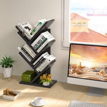 5-Tier Tree Bookshelf Storage Rack for Home Office or Bedroom, Black - size and scale view