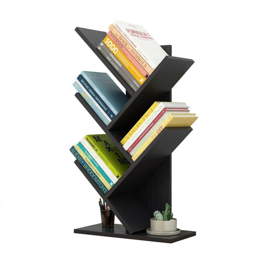 5-Tier Tree Bookshelf Storage Rack for Home Office or Bedroom, Black - main product image