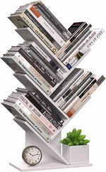 5-Tier Tree Bookshelf Storage Rack for Home Office or Bedroom, White - main product image
