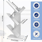 5-Tier Tree Bookshelf Storage Rack for Home Office or Bedroom, White - alternate angle