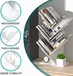 5-Tier Tree Bookshelf Storage Rack for Home Office or Bedroom, White - size and scale view