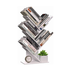 5-Tier Tree Bookshelf Storage Rack for Home Office or Bedroom - White