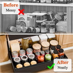 Pull Out Cabinet Organizer with Adjustable Slide Out Shelf for Kitchen, Black - size and scale view