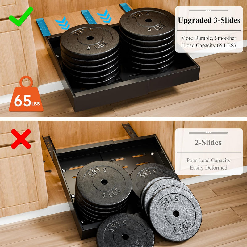 Pull Out Cabinet Organizer with Adjustable Slide Out Shelf for Kitchen