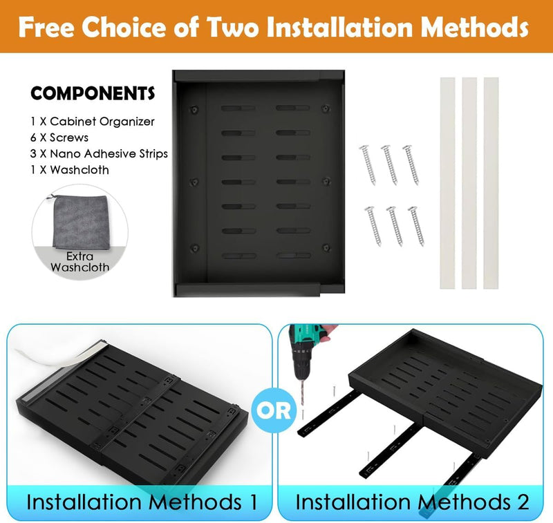 Pull Out Cabinet Organizer with Adjustable Slide Out Shelf for Kitchen